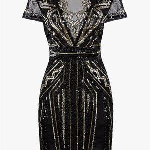 Black and Gold Sequin Dress